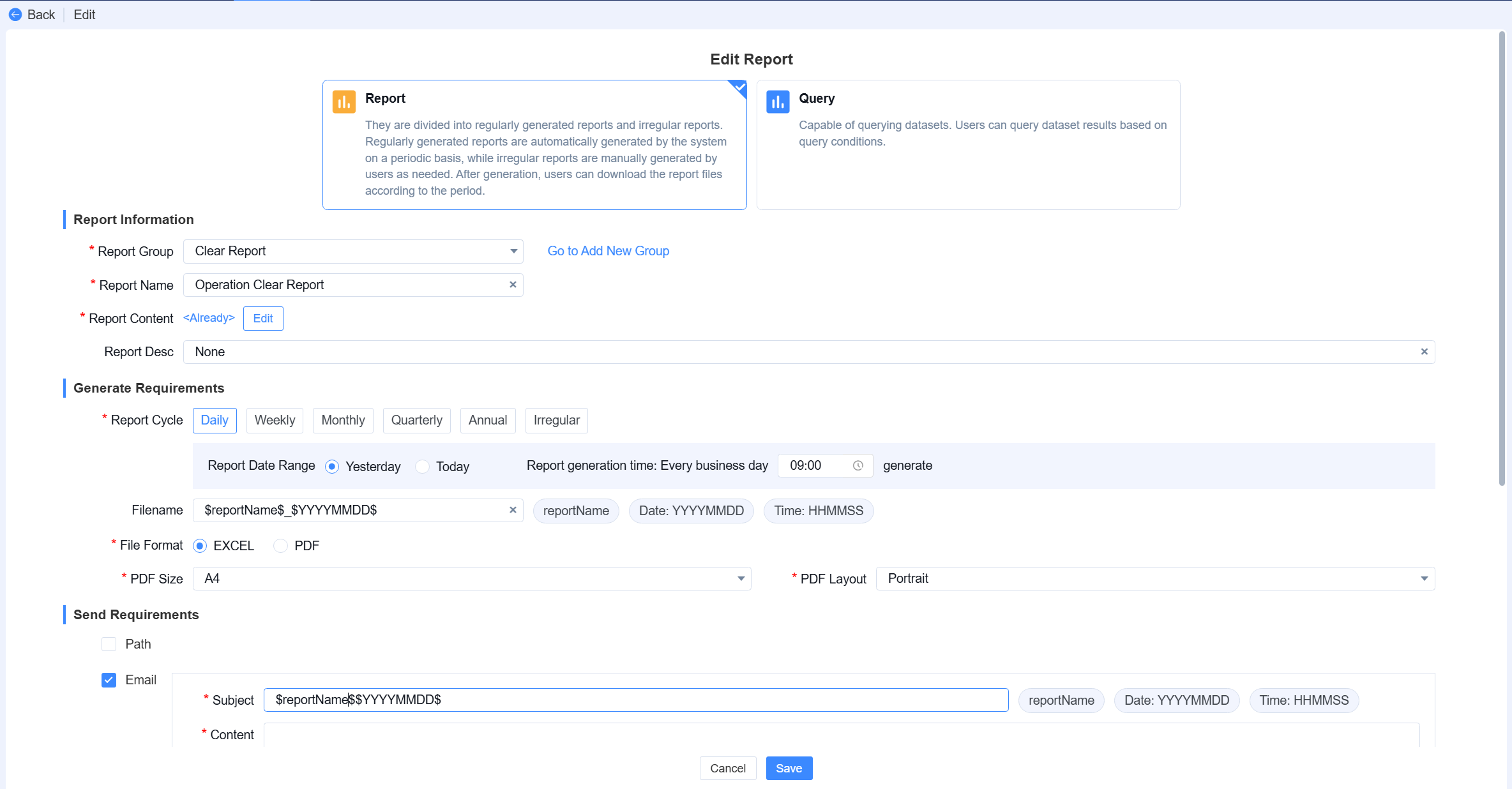 report-generate-config-editor
